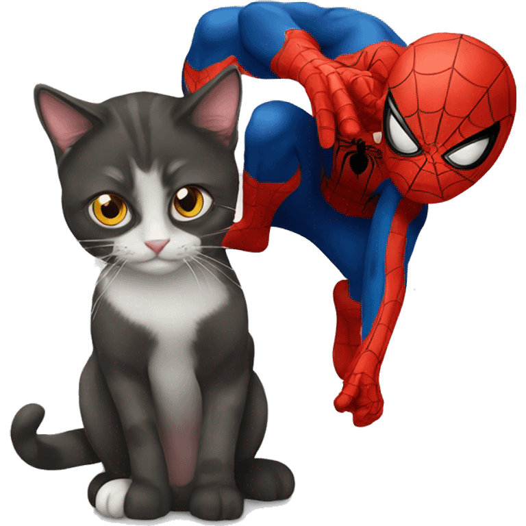 cat with spiderman emoji