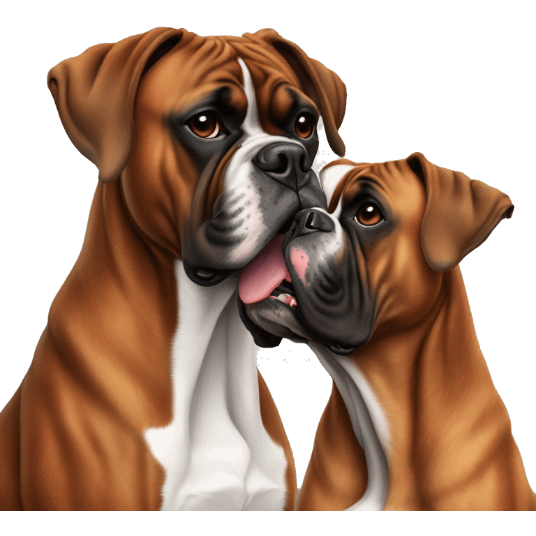 Copper colored boxer dog and Brindle Boxer dog next to eachother panting emoji