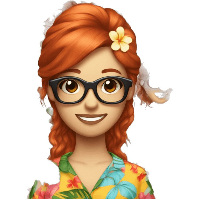 Redhead in sunglasses and Hawaiian shirt emoji