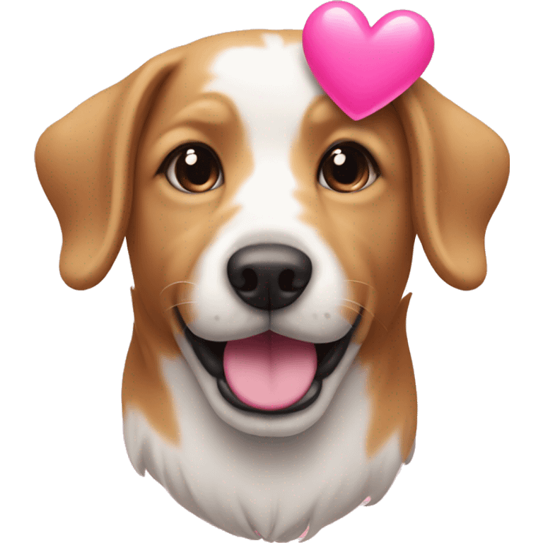 Dog with pink heart emoji