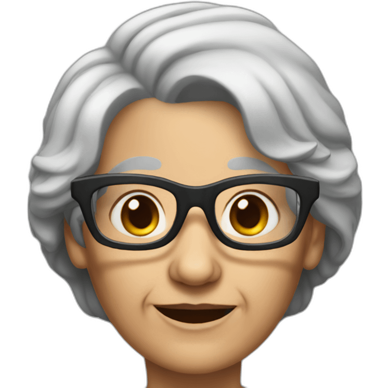 Old woman With black hair, wrinkles glasses emoji