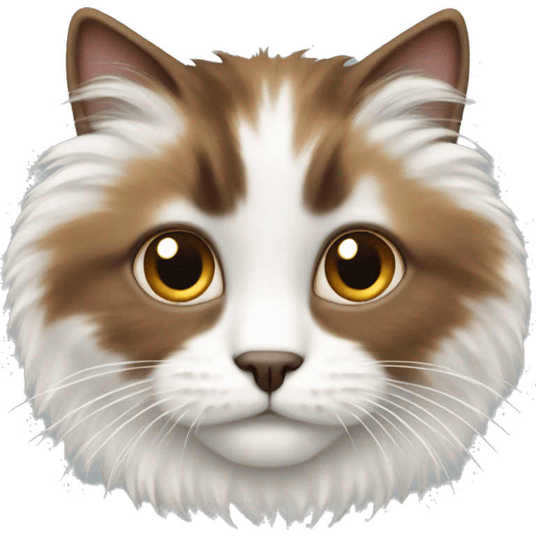 White and brown fluffy cat emoji