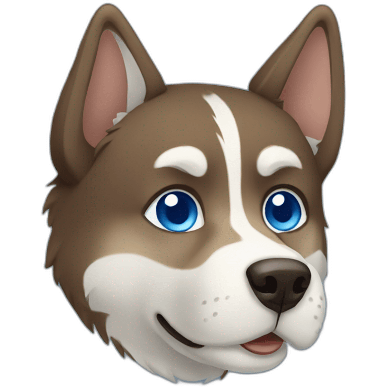 A brown husky with blue eyes and white ears emoji