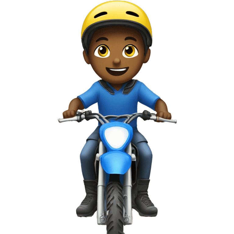 Boy on blue Dirt bike  emoji