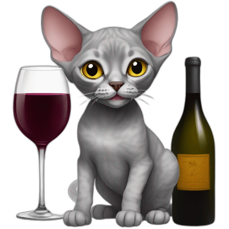 grey devon rex having wine emoji