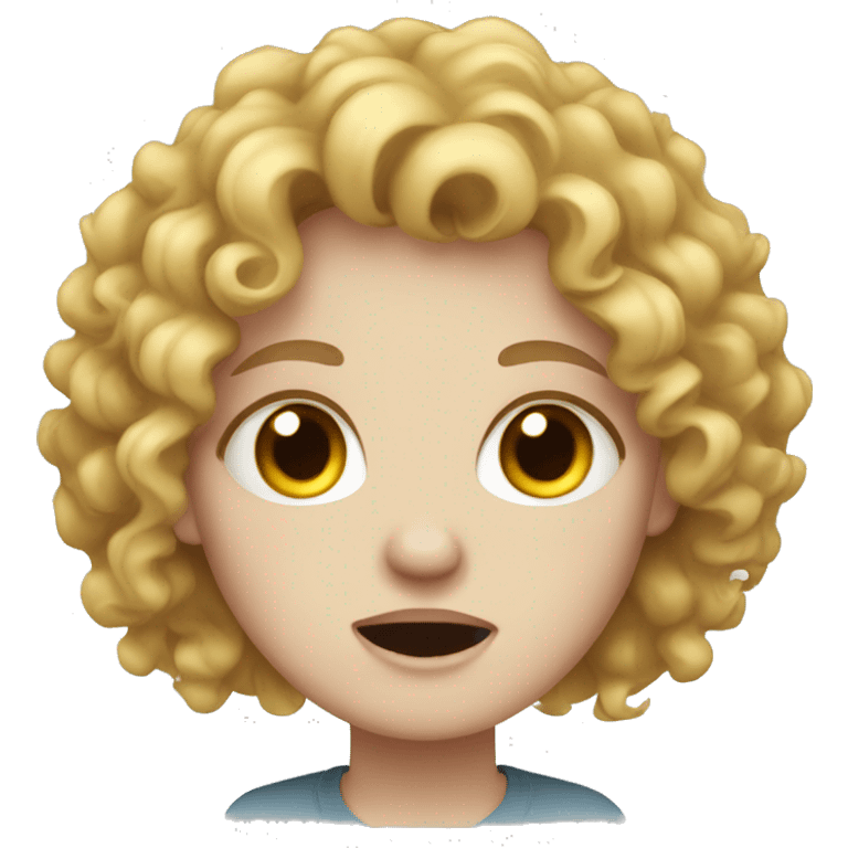 Curly hair pale skin female crying  emoji