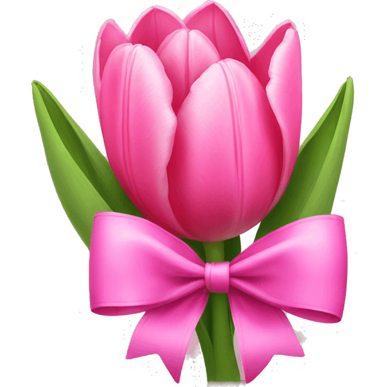 Pink tulips with a bow emoji