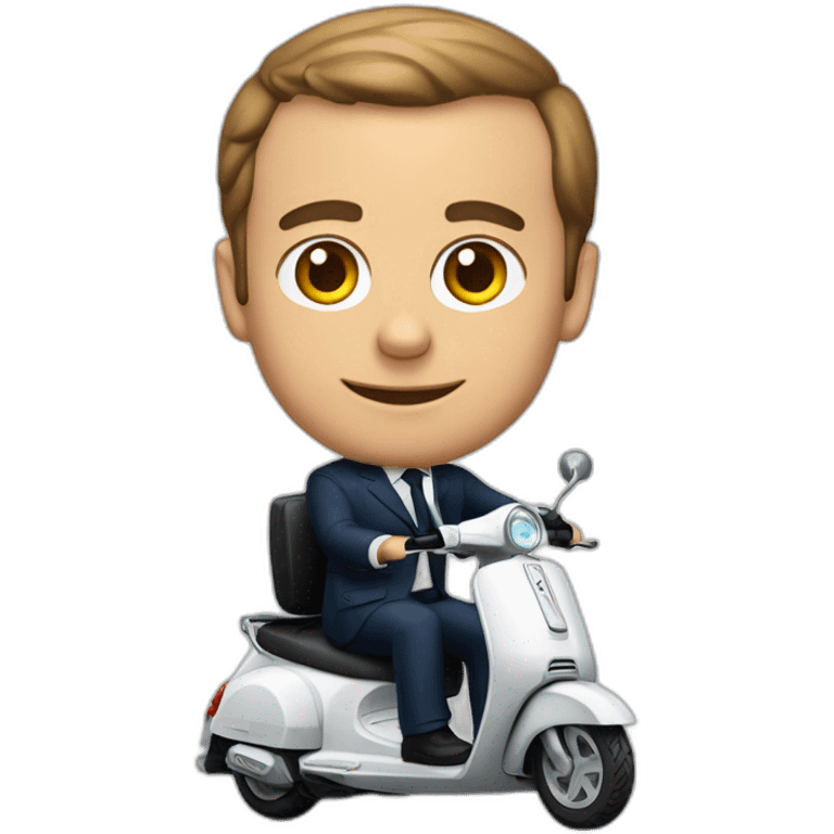 Macron sur un scooter emoji