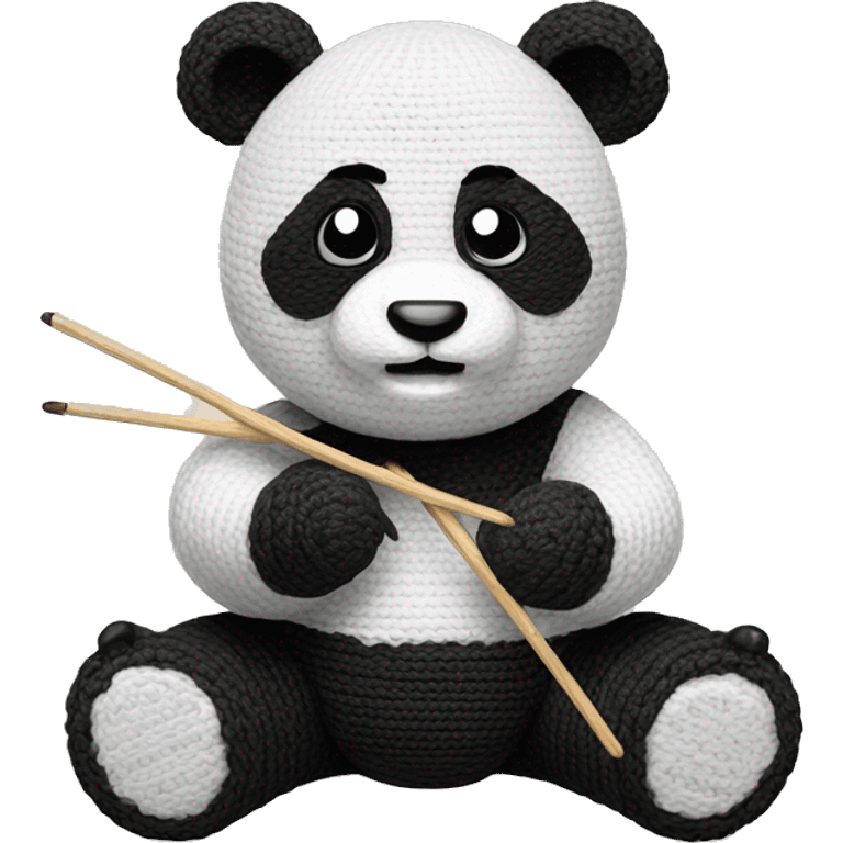 panda crocheting emoji