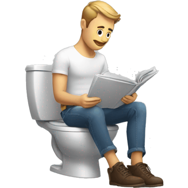 handsome man sitting on the toilet reading a magazine emoji