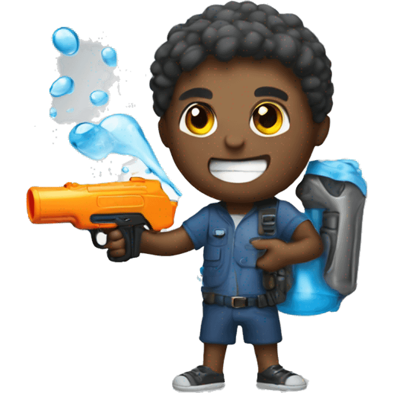 A emoji holding a water gun emoji