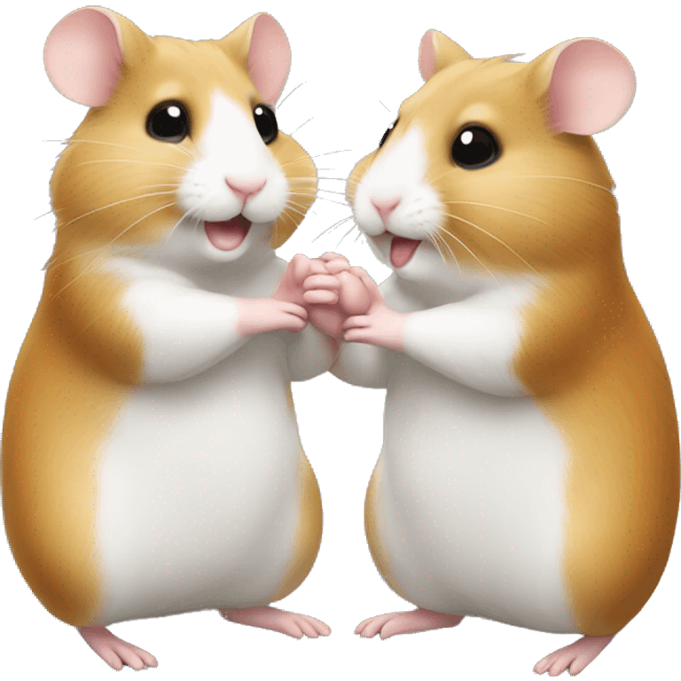 two hamsters giving handshake  emoji