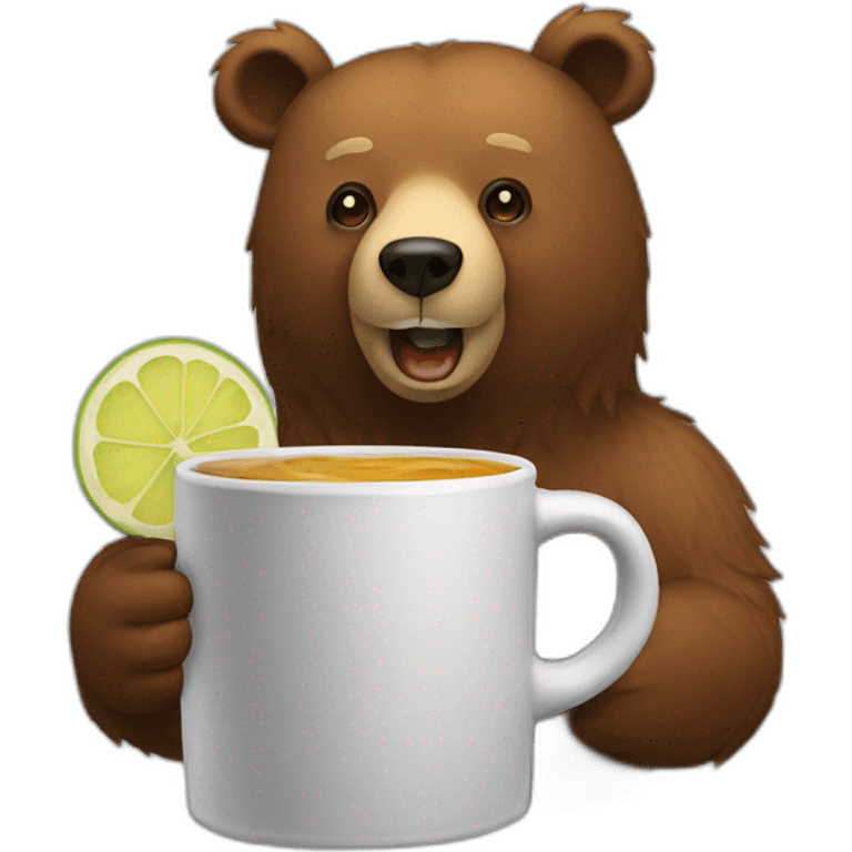 A bear drink a bear emoji