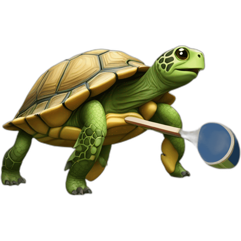 Tortue sur un sanglier qui fait du ping pong emoji