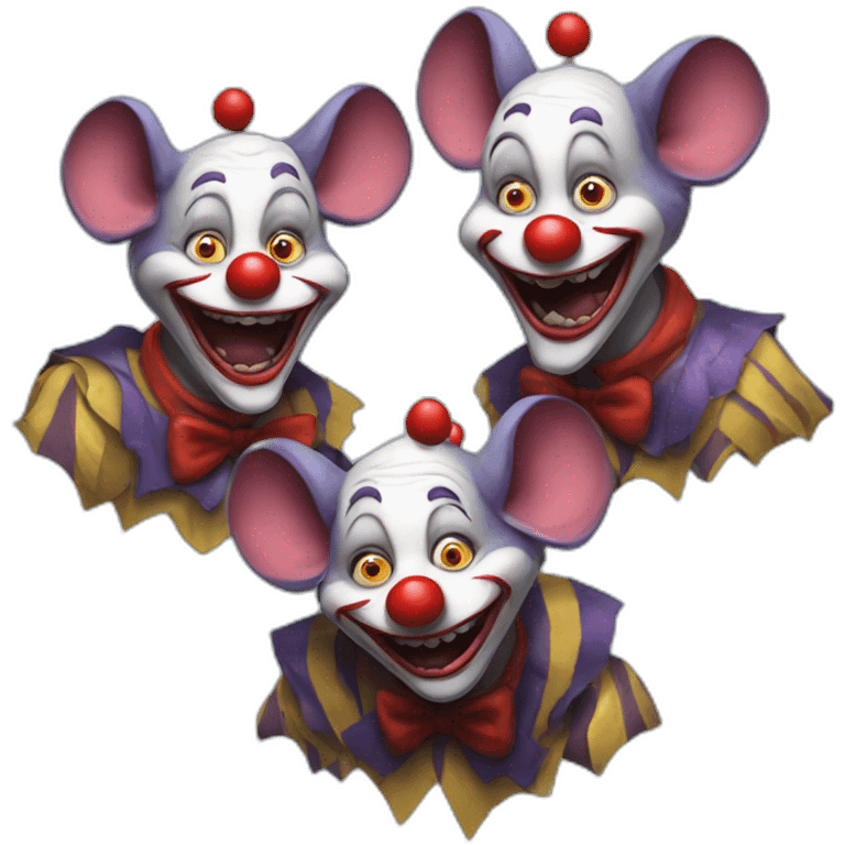 3 rats in the image of strange crazy clowns emoji