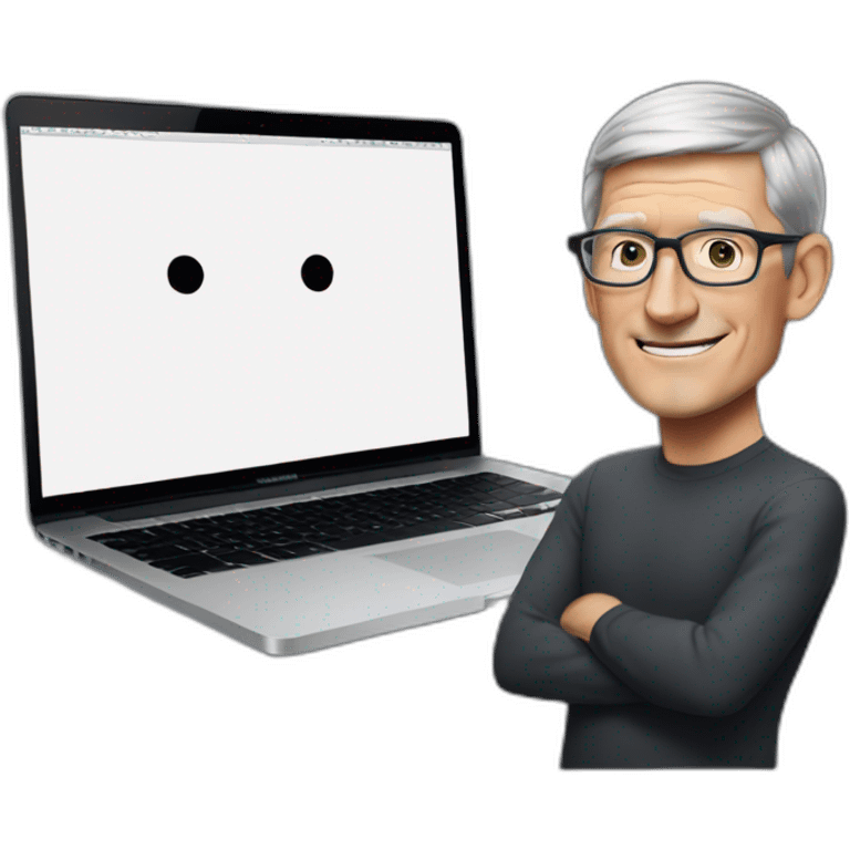 tim cook with a macbook pro emoji