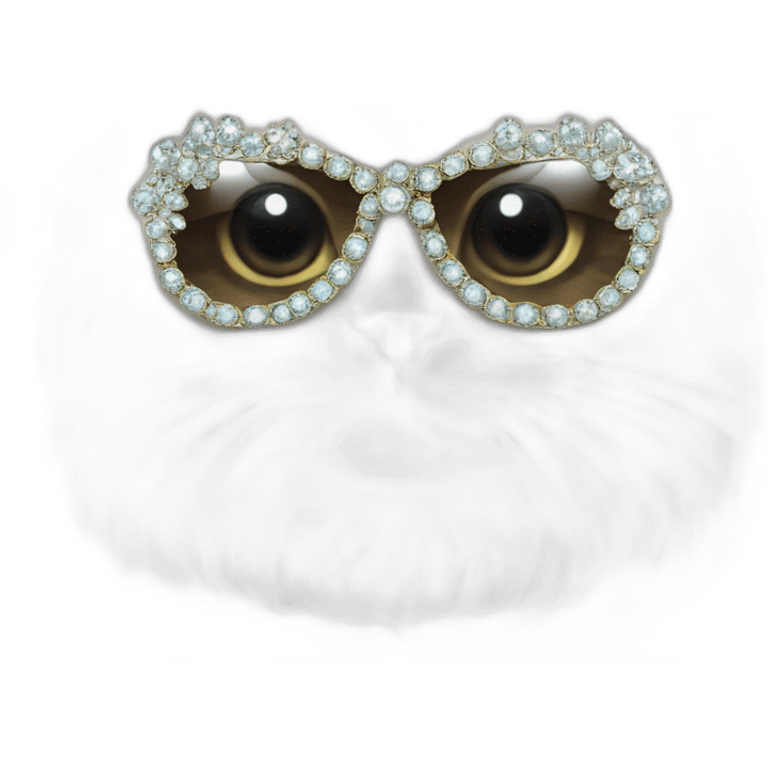 Persian cat wearing a tiara, sunglasses, and jeweled brooch emoji