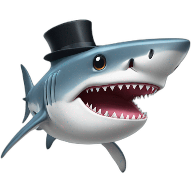 Shark with a top hat emoji