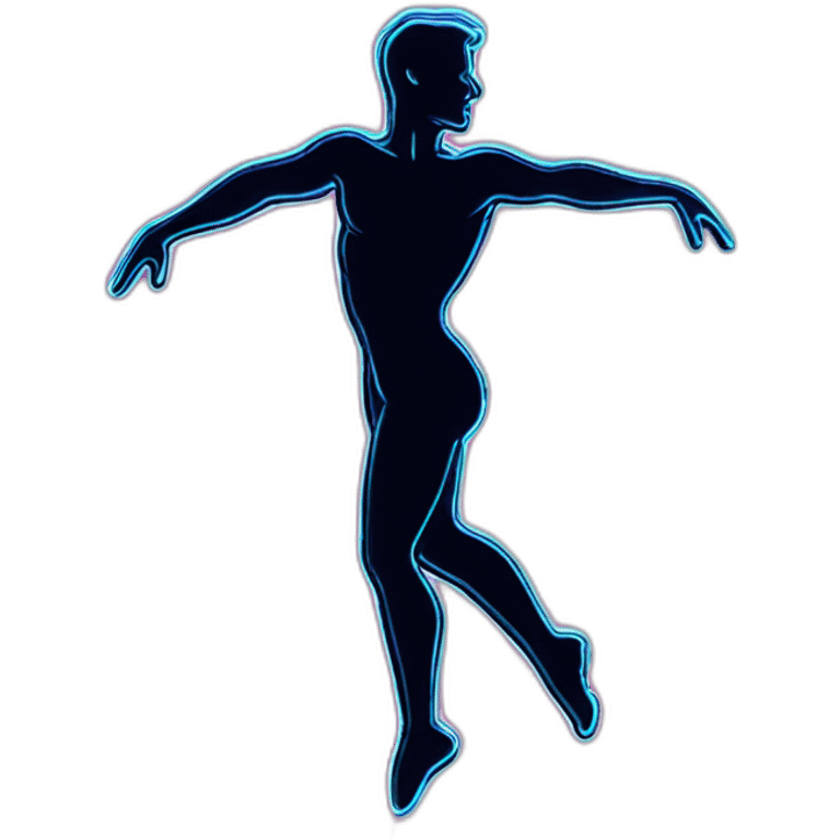 Sexy male silhouette dancer neon sign emoji