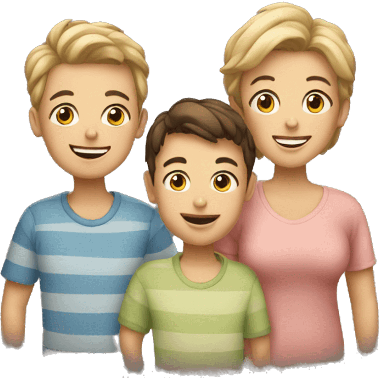 Three boys and mum emoji