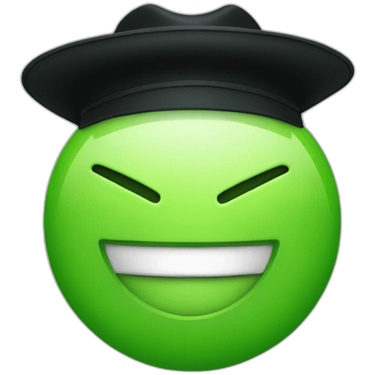 green smiley face with a black hat emoji