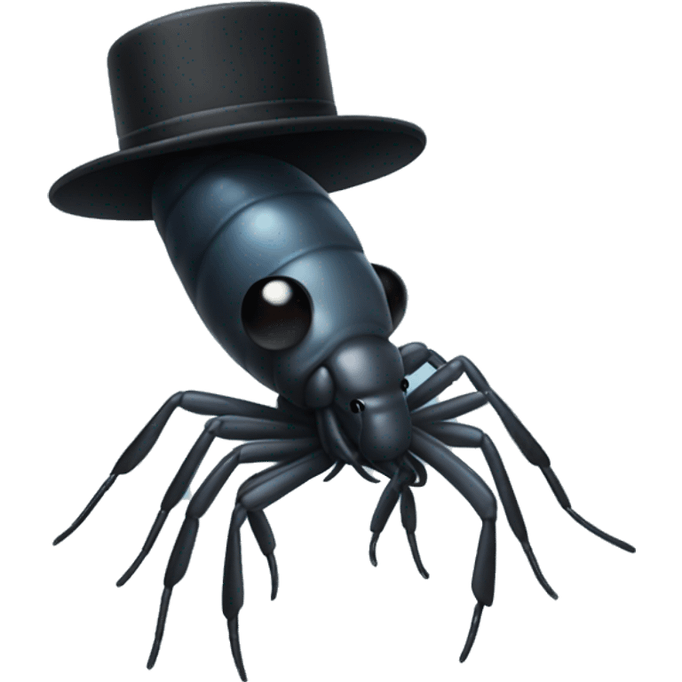 Small black shrimp with a hat emoji