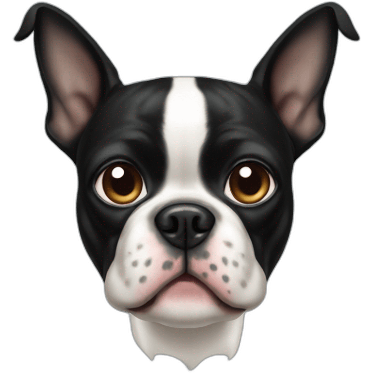 Boston terrier with one black eye emoji