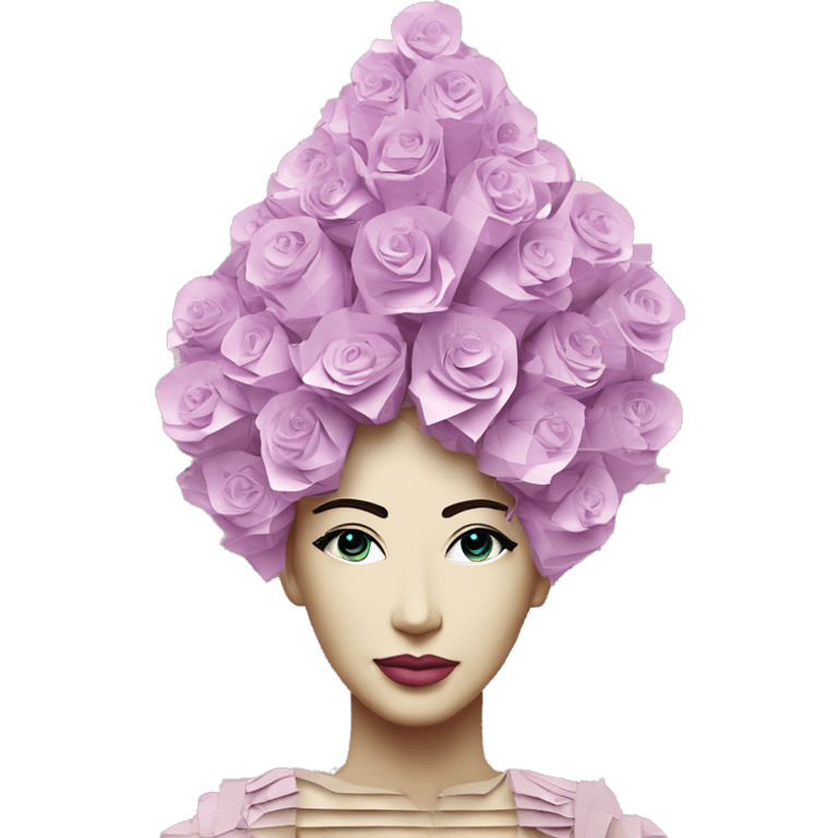  lady Queen royal vaporwave made of 420 origami newspaper roses hemp leaves lantern fairy lights burning paper vaporwave emoji