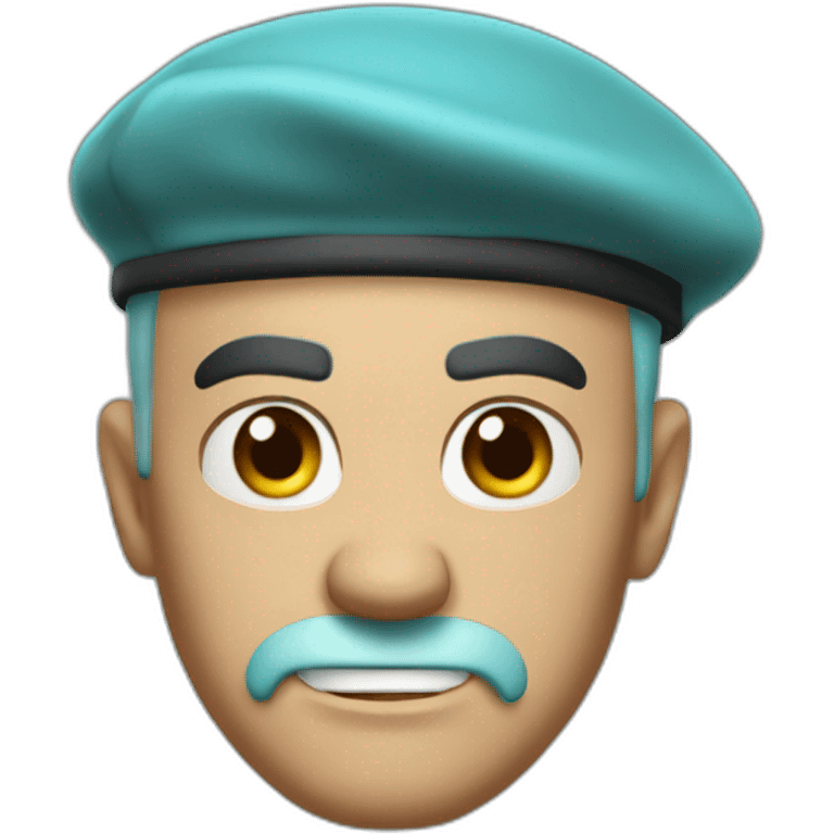 cyan beret bald angry 50 years old emoji