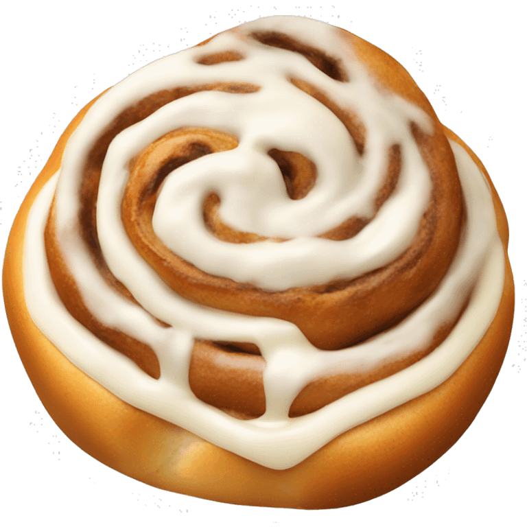 A cinnamon bun with white sauce  emoji