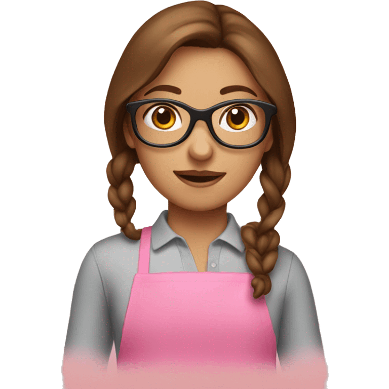 girl with brown hair and pink glasses baking  emoji