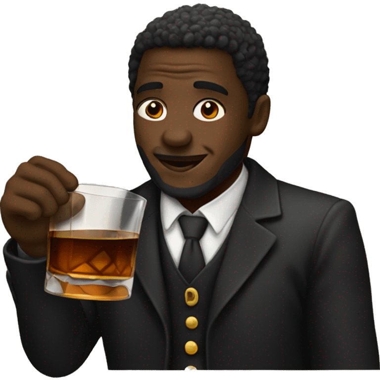 Black drinking whiskey  emoji