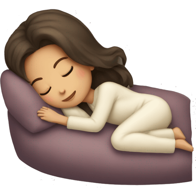 brunette girl sleeping cozy emoji