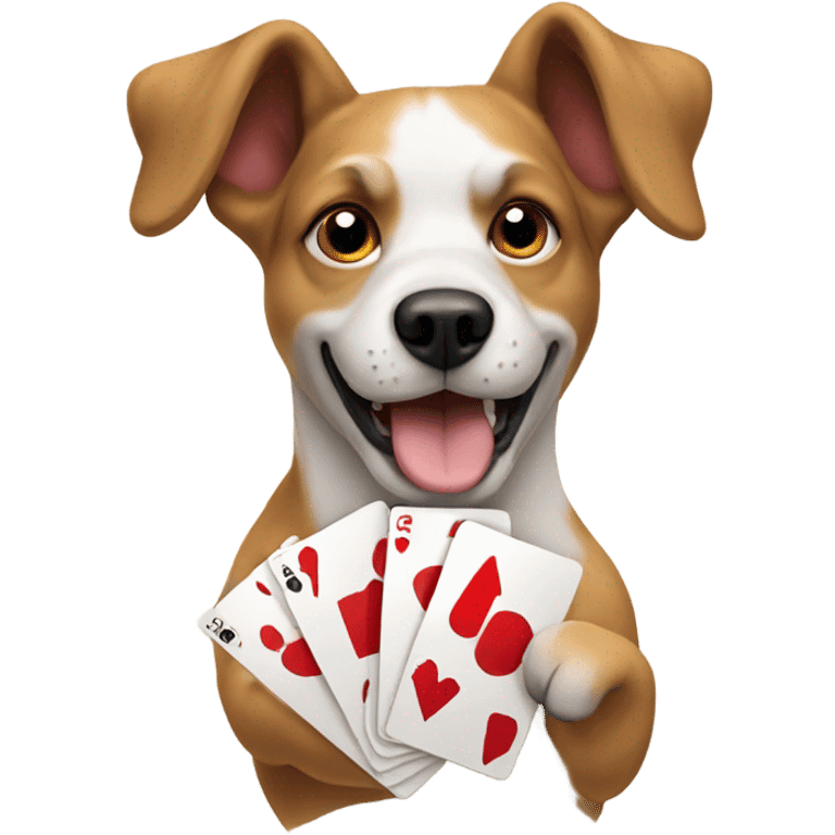 dog playing with playing cards emoji