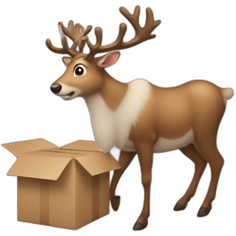 Yuho the reindeer delivers a box emoji