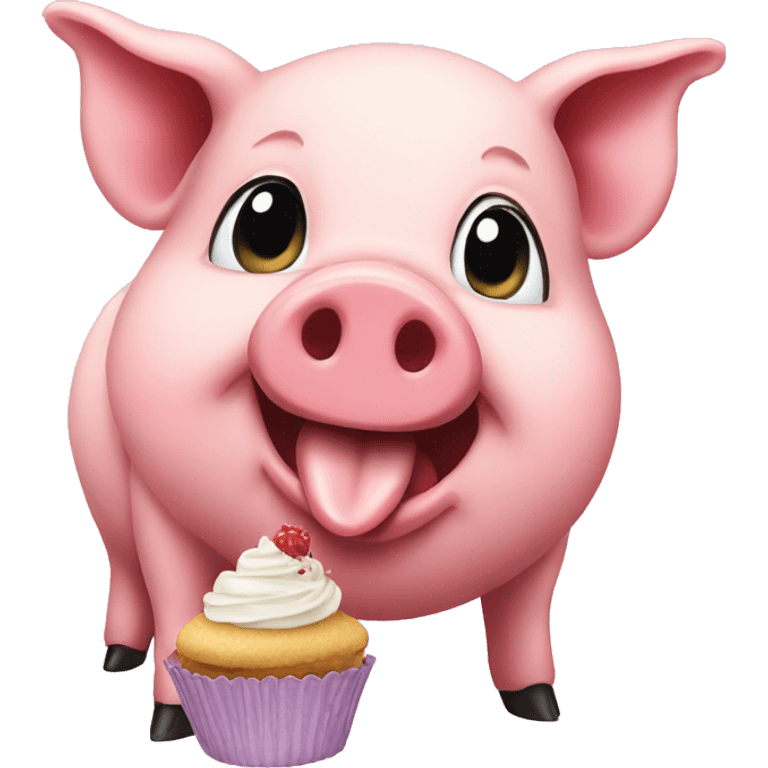 Pig eating a cupcake emoji