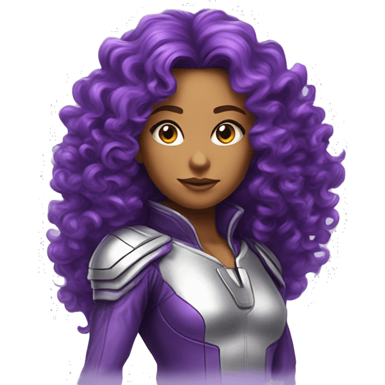 dc comics starfire burning curly long  hair, purple and silver spacesuit with no helmet   emoji