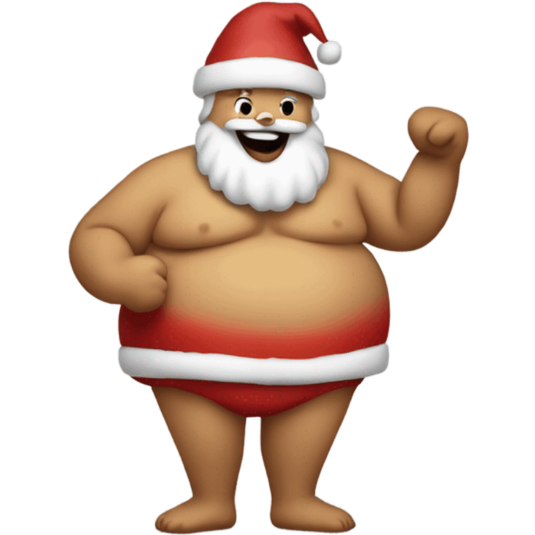 santa rubbing his bare greasy fat belly as he laughs emoji