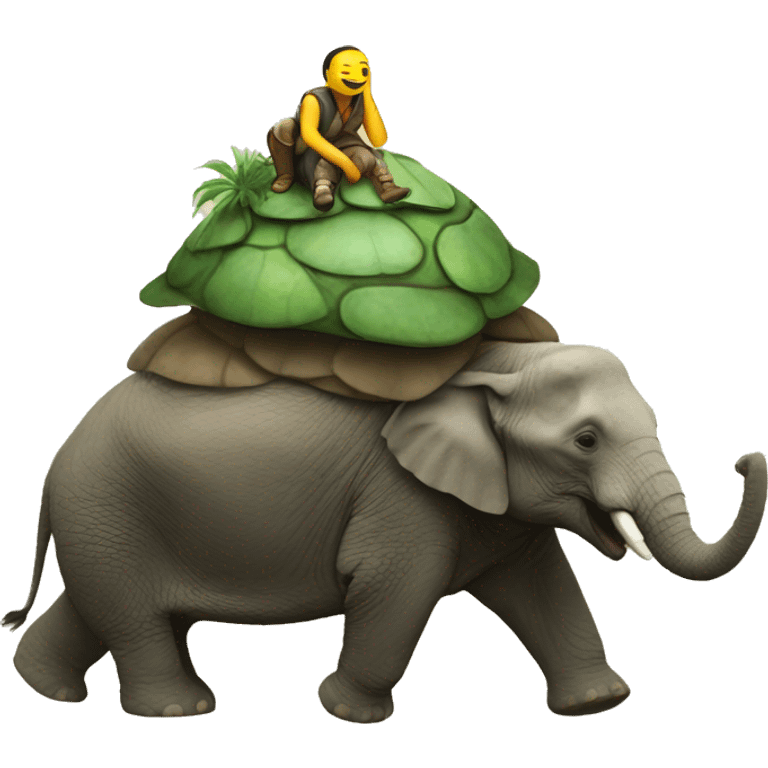 a flat world on top of elephants on a turtle's back emoji