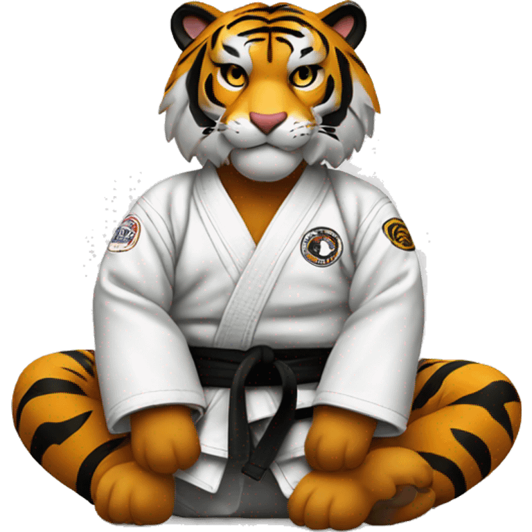 Tiger sitting black belt jiu-jitsu  emoji