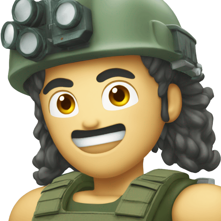 Gas muscler en militaire avec les cheveux bleus en super sayen  emoji