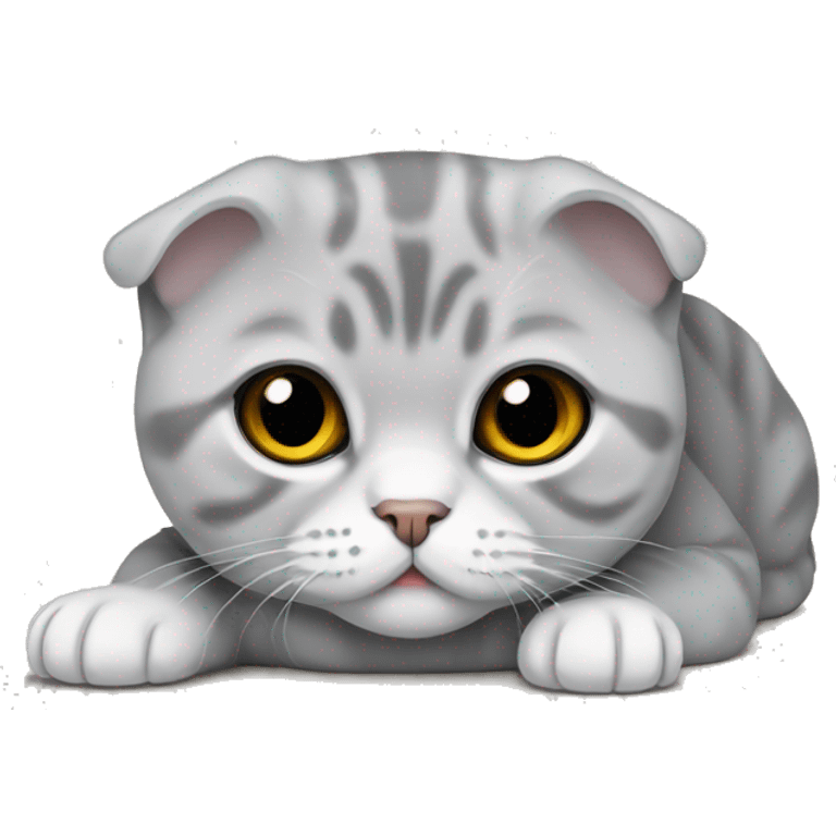 Silver Scottish fold laying emoji