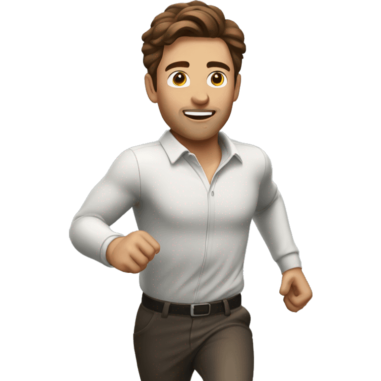 Man with brown hair running emoji