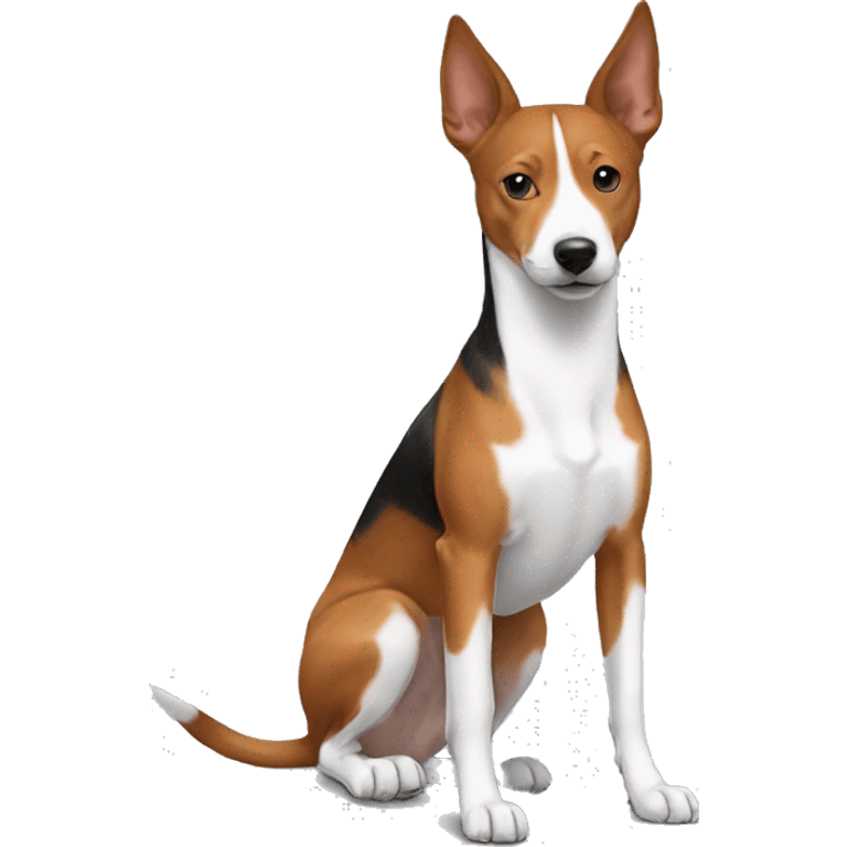 A basenji pmixed with a jack russell emoji