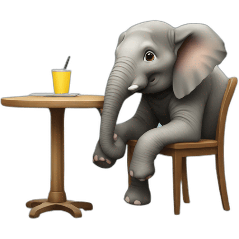 elephant seat at the table with computer emoji