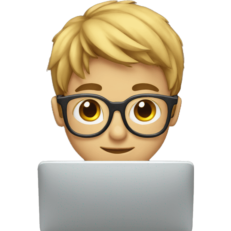 boy working on computer with glasses emoji