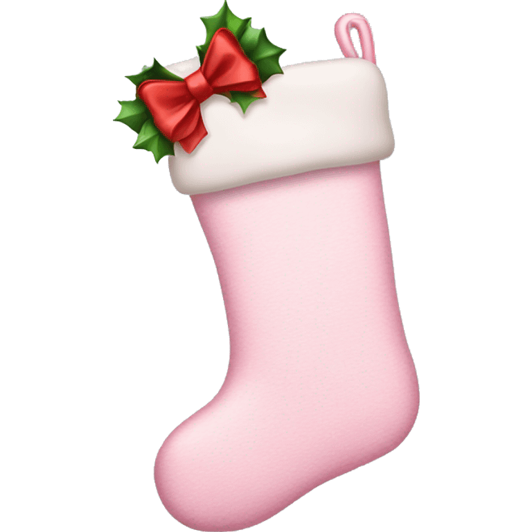  light pink Christmas stocking with bow emoji