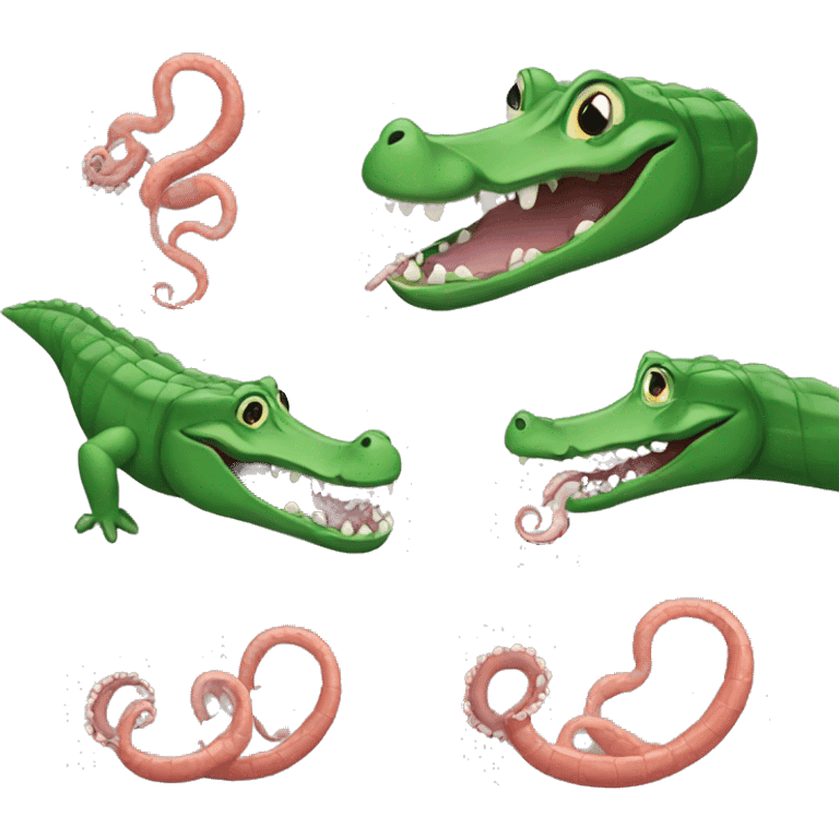 Alligator eating a octopus emoji