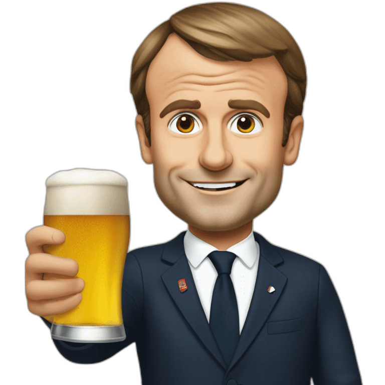 Emmanuel macron qui boie de la bière emoji