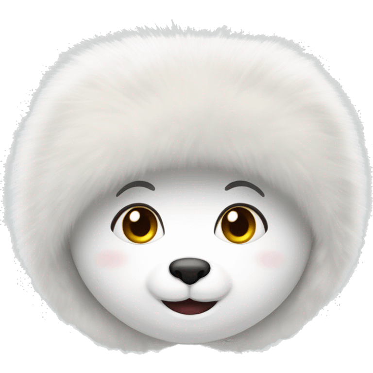 Cute white fur hat for winter emoji